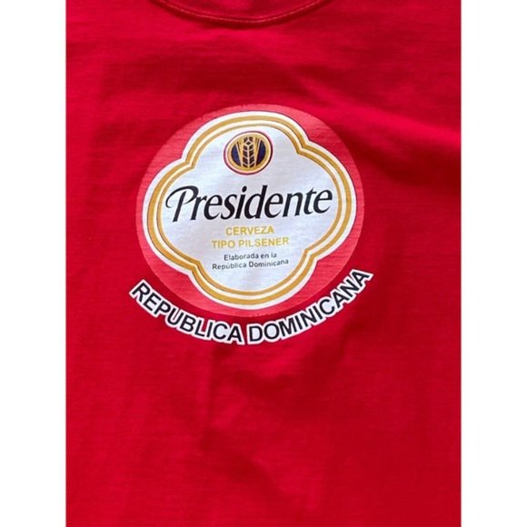 Aremar Presidente Cerveza Beer Cotton T-Shirt Large Red- Republica Dominicana - Picture 3 of 7